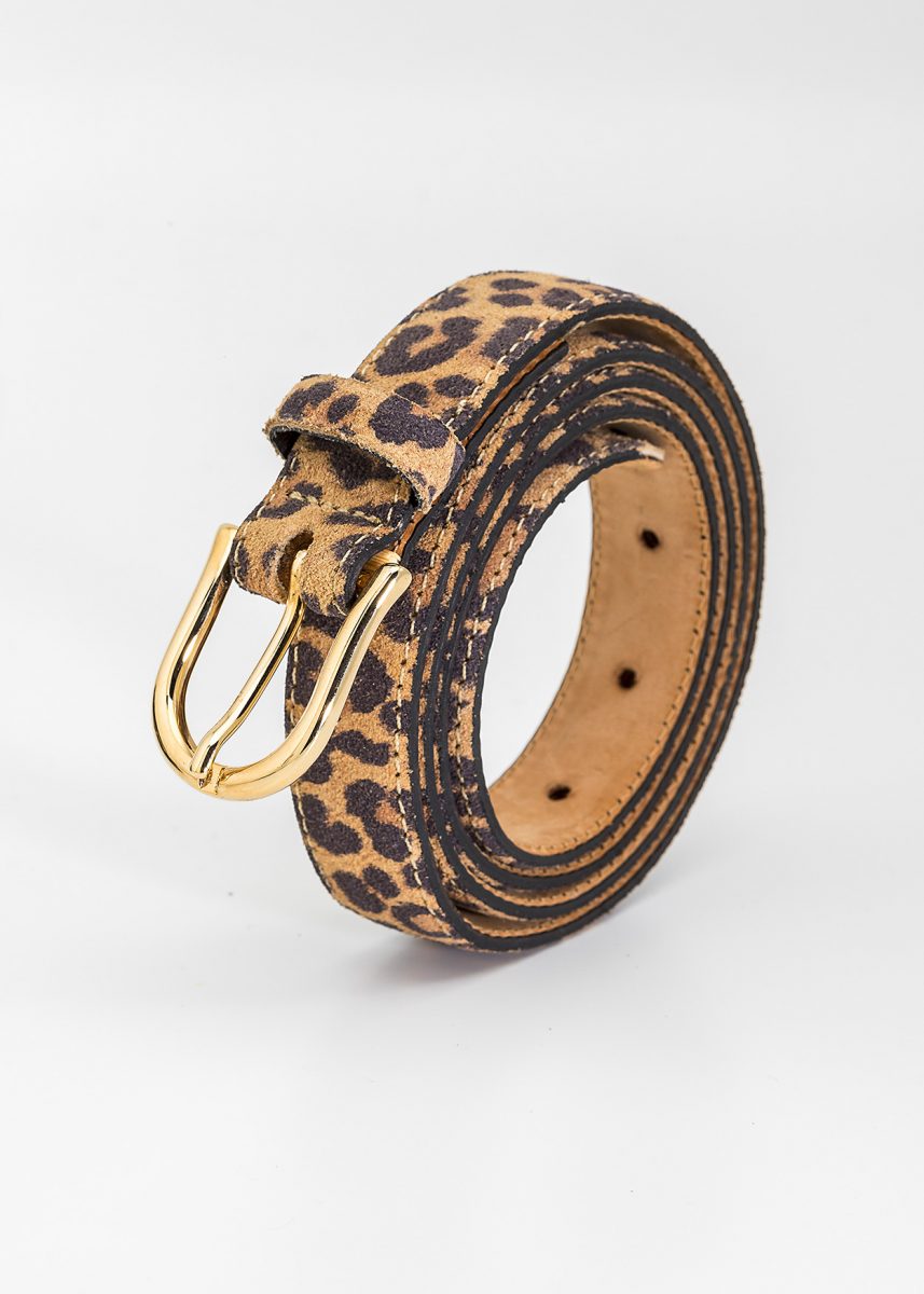 Cinturón animal print tigre con hebilla dorada