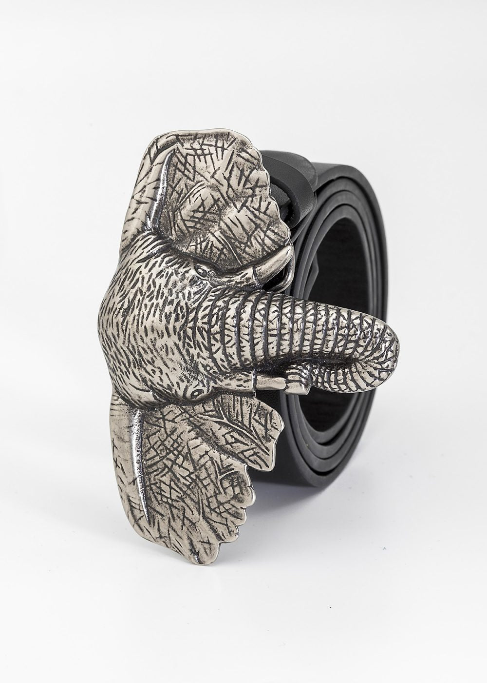 Cinturón de cabeza de elefante plateado