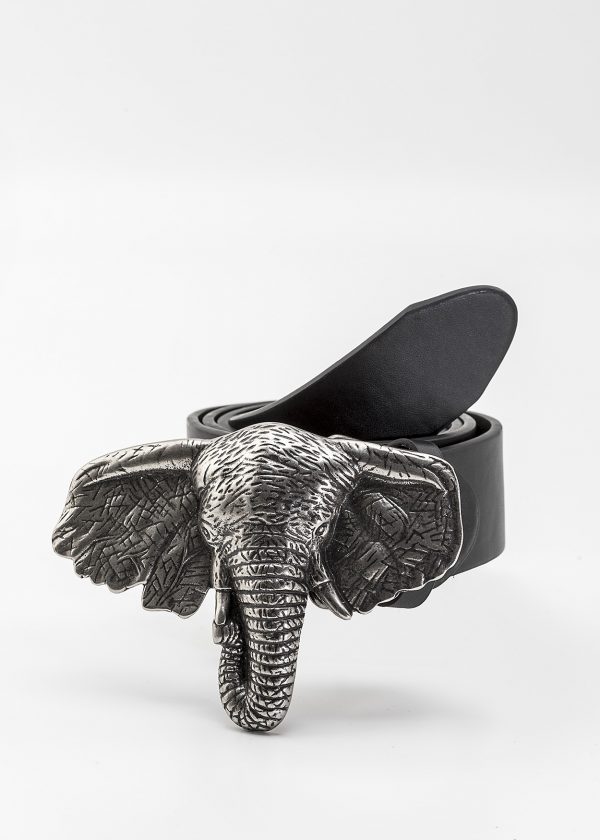 Cinturón de cabeza d elefante plateado